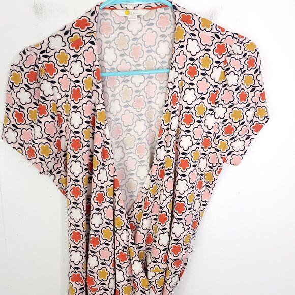 Boden Dress Womens 10 Wrap Tie Waist Frosting Floral Daisy Summer Knee Length - Picture 8 of 11